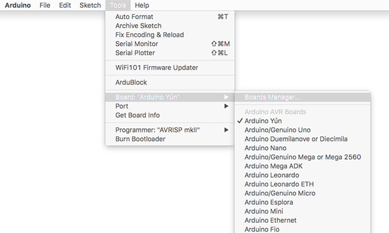 Tools > Board > Boards Manager&hellip;