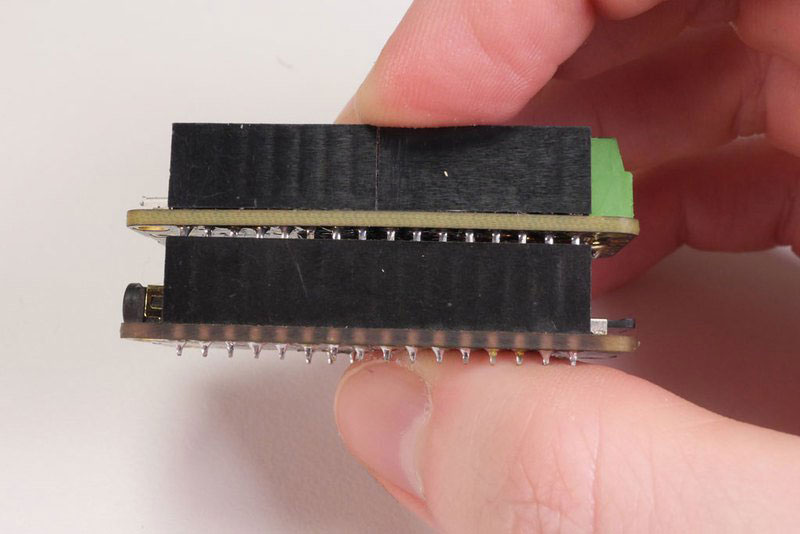 Connect Feather M0 on top of MusicMaker FeatherWing