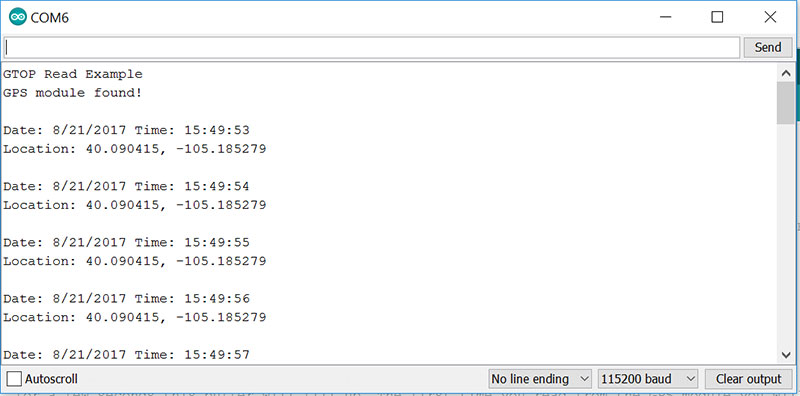 output of code in serial monitor should look similar